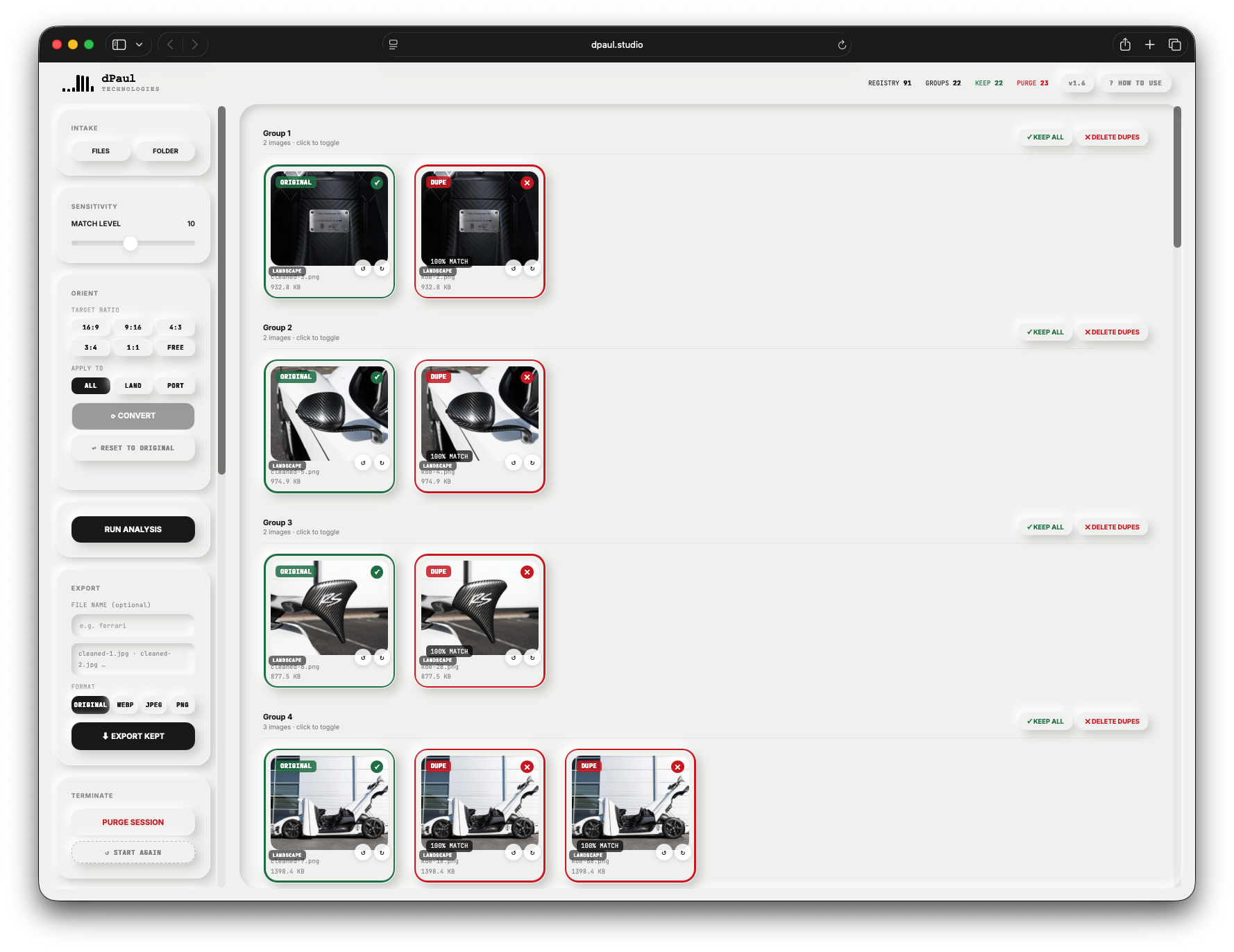 DUPE REMOVE tool screenshot