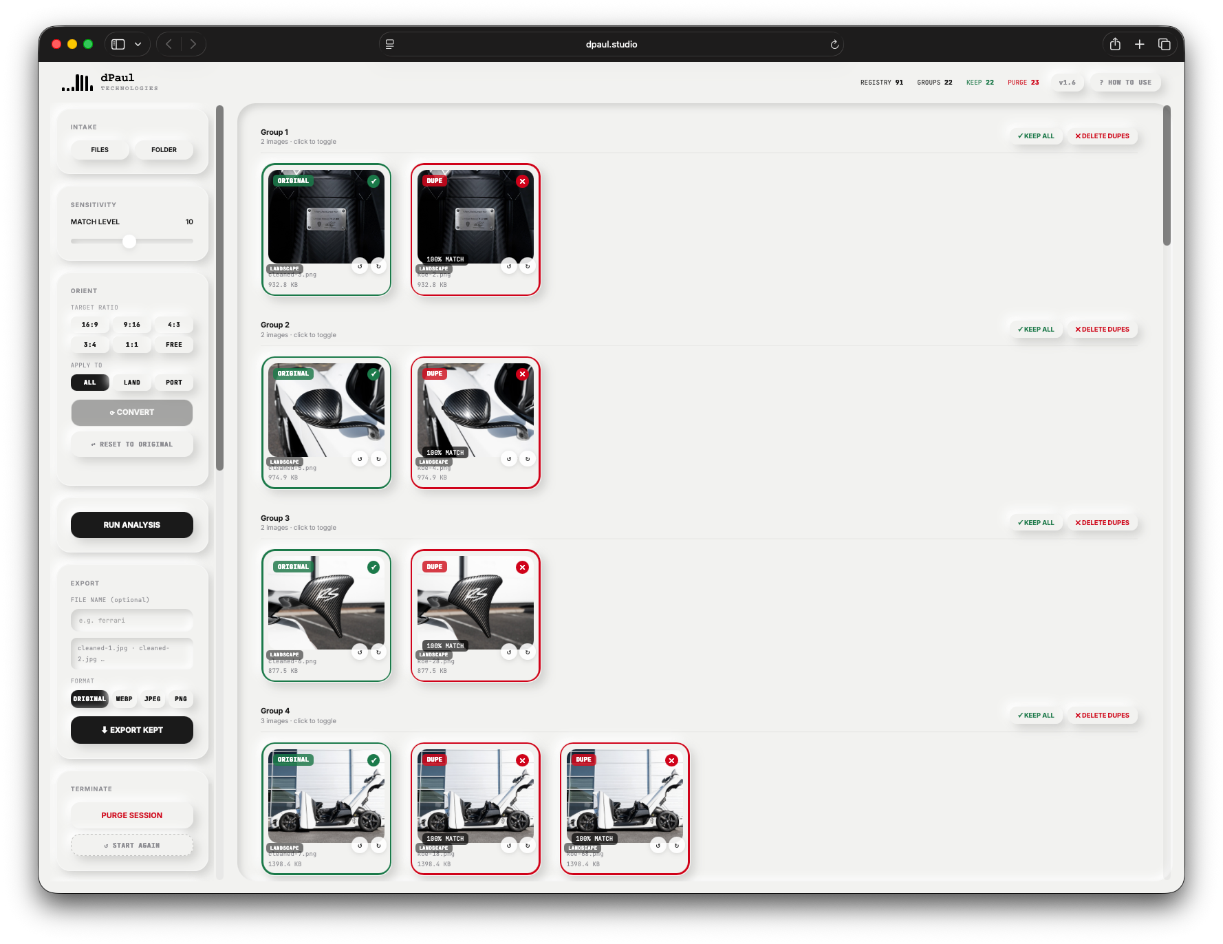 DUPE REMOVE tool screenshot