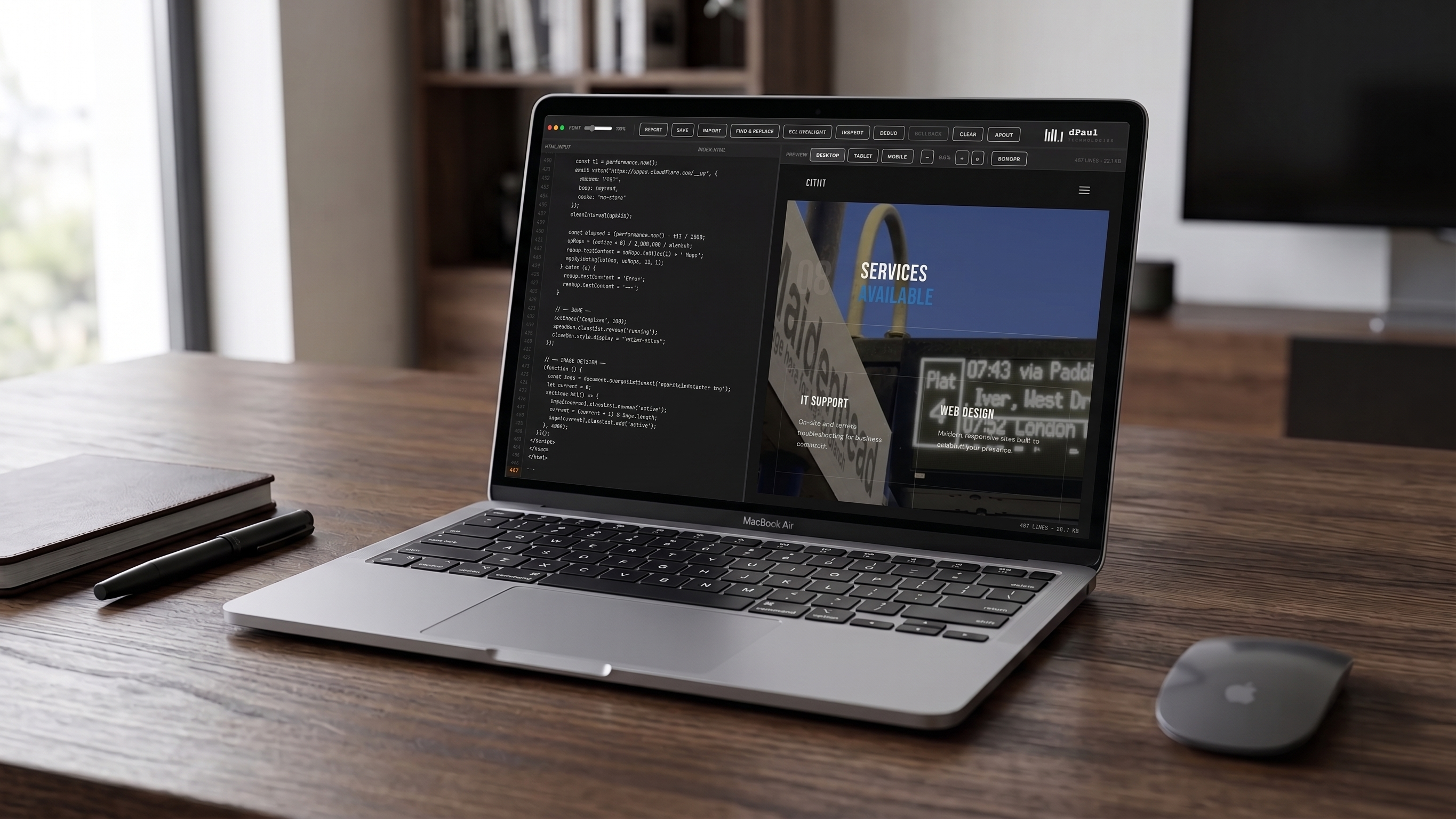 HTML-Live — live HTML editor running on MacBook