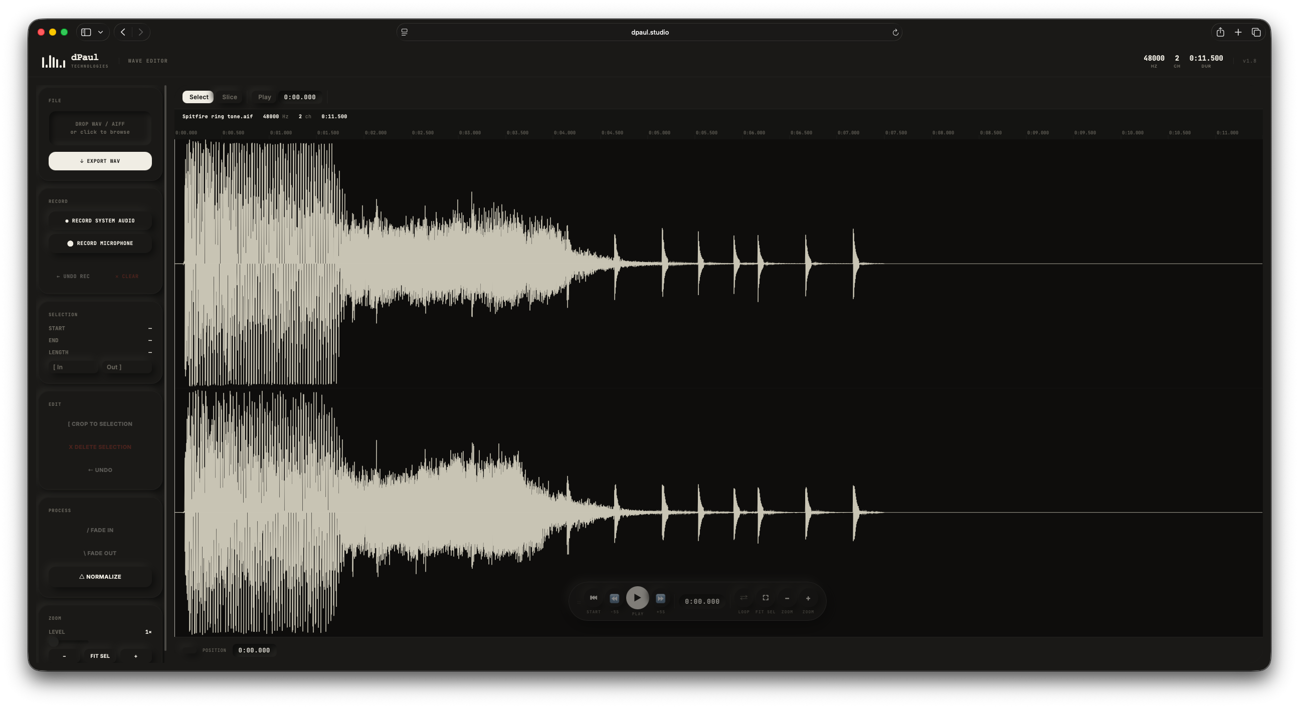 Wave Editor — browser-based audio editing tool